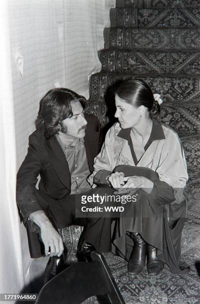 Dustin Hoffman and Anne Byrne attend a party, hosted by Columbia Pictures President David Begelman and his wife, Gladyce Begelman, at Tony Duquette's...