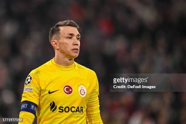 Goalkeeper Fernando Muslera of Galatasaray A.S. Looks on during the UEFA Champions League match between FC Bayern München and Galatasaray A.S. At...