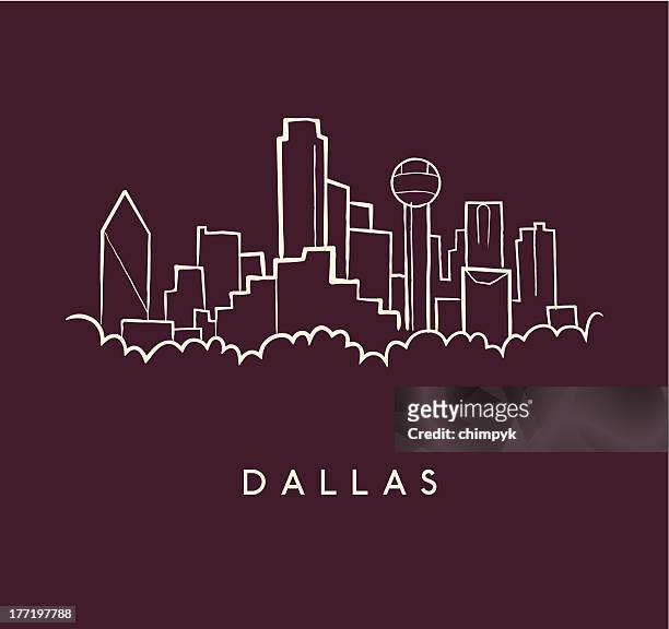 skyline von dallas skizze - texas stock-grafiken, -clipart, -cartoons und -symbole