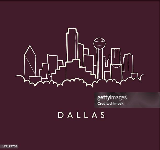 bildbanksillustrationer, clip art samt tecknat material och ikoner med dallas skyline sketch - dallas texas