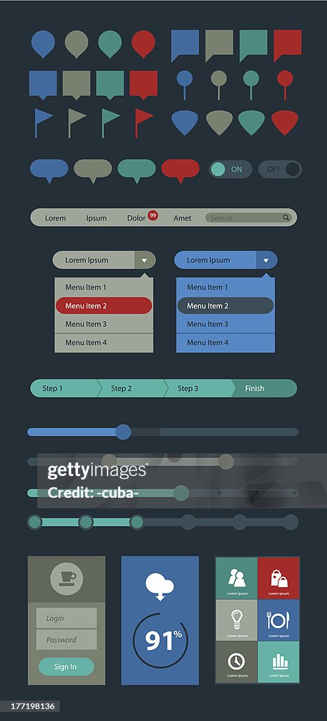Flat Style Ui Elements High-Res Vector Graphic - Getty Images