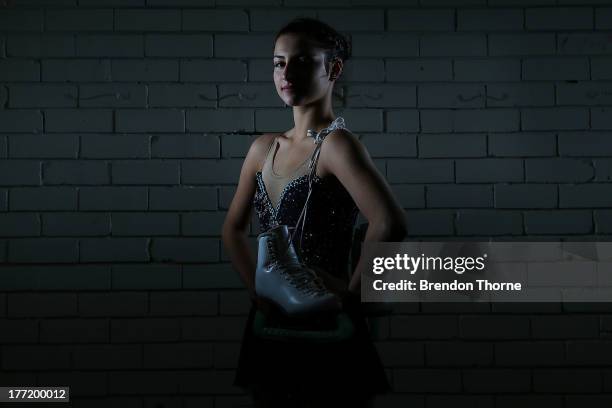 Chantelle Kerry of Australia poses following Skate Down Under at Canterbury Olympic Ice Rink on August 22, 2013 in Sydney, Australia.