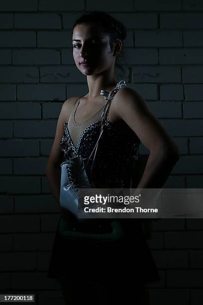 Chantelle Kerry of Australia poses following Skate Down Under at Canterbury Olympic Ice Rink on August 22, 2013 in Sydney, Australia.