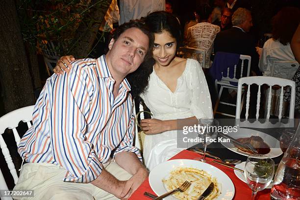 Sacha Newley and Sheela Raman attend the Massimo Gargia's Birthday Dinner at Moulins de Ramatuelle on August 21, 2013 in Saint Tropez, France.