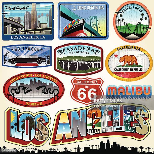 los angeles - city of angels - hollywood california stock illustrations