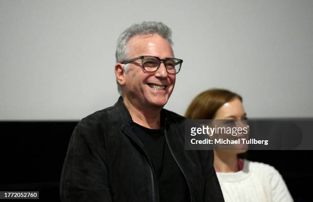 Actors Paul Reiser and Jane Levy speak during a Q&A at the premiere of "The Problem With People" during the 2023 speak duringwntown Los Angeles Film...