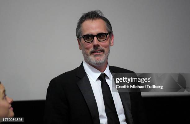 Director Chris Cottam speaks during a Q&A at the premiere of "The Problem With People" during the 2023 speak duringwntown Los Angeles Film Festival...