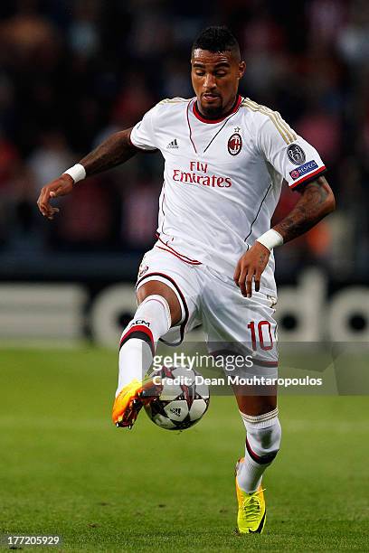 Kevin-Prince Boateng of AC Milan in action during the UEFA Champions League Play-off First Leg match between PSV Eindhoven and AC Milan at PSV...