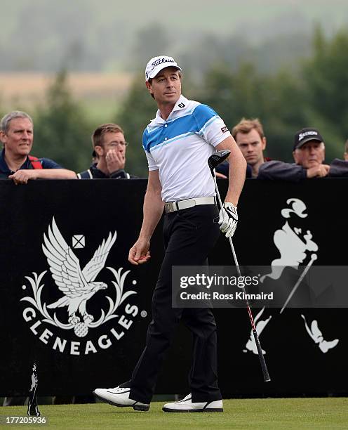 Brett Rumford of Australia during the first round of the Johnnie Walker Championship at Gleneagles on August 22, 2013 in Auchterarder, Scotland.