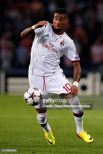 Kevin-Prince Boateng of AC Milan in action during the UEFA Champions League Play-off First Leg match between PSV Eindhoven and AC Milan at PSV...