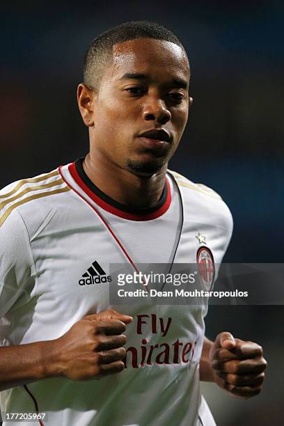 Urby Emanuelson of AC Milan in action during the UEFA Champions League Play-off First Leg match between PSV Eindhoven and AC Milan at PSV Stadion on...