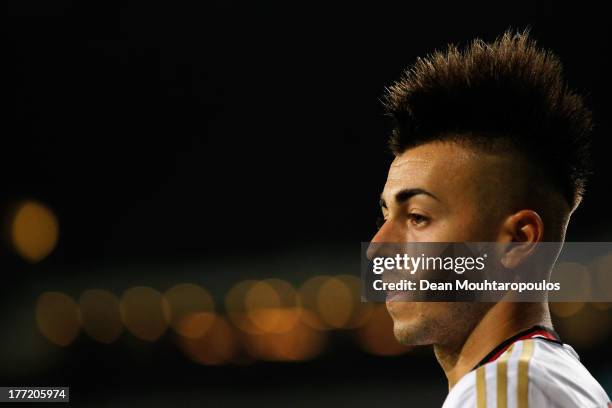 Stephan El Shaarawy of AC Milan looks on during the UEFA Champions League Play-off First Leg match between PSV Eindhoven and AC Milan at PSV Stadion...