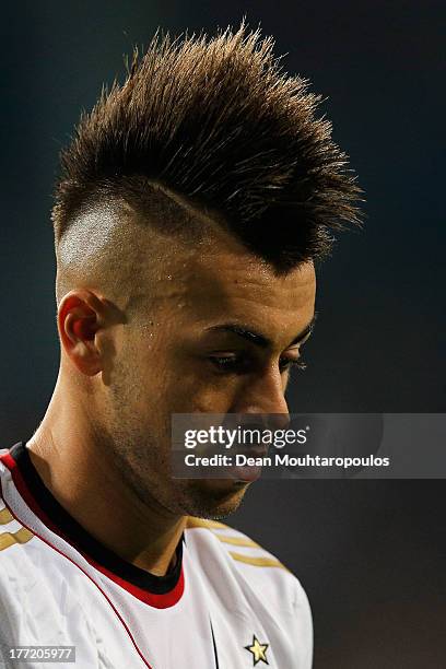 Stephan El Shaarawy of AC Milan looks on during the UEFA Champions League Play-off First Leg match between PSV Eindhoven and AC Milan at PSV Stadion...