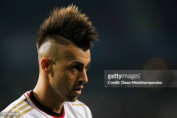 Stephan El Shaarawy of AC Milan looks on during the UEFA Champions League Play-off First Leg match between PSV Eindhoven and AC Milan at PSV Stadion...