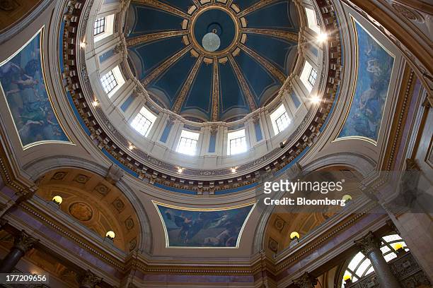 The unsupported marble dome of the Minnesota State Capitol is seen in St. Paul, Minnesota, U.S., on Tuesday, Aug. 20, 2013. Minnesota's real GDP grew...