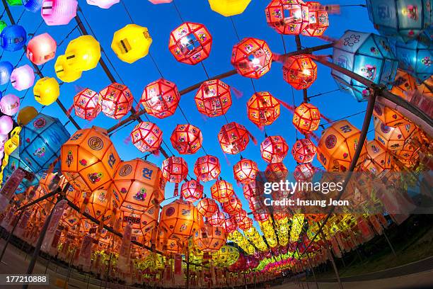 lanterns for buddha's birthday - busan fotografías e imágenes de stock