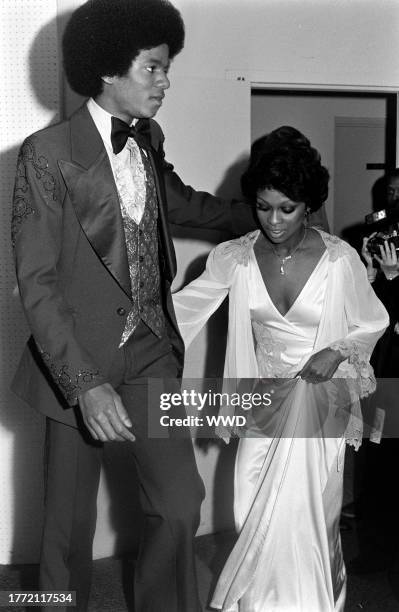 Michael Jackson and Lola Falana attend a party at the Miramar Hotel in Los Angeles, California, on January 31, 1977.