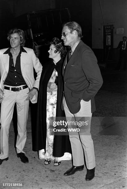 Lydia Clarke and Charlton Heston attend a celebration of Columbia Studios's 50th anniversary at the Burbank Studios in Burbank, California, on April...