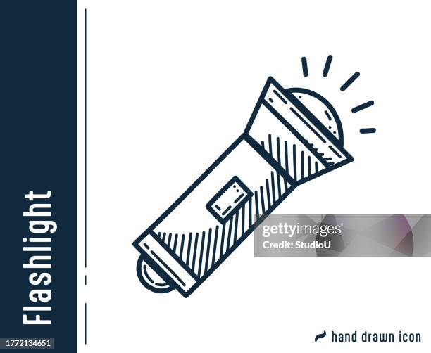 flashlight single line icon design - flashlight beam stock illustrations