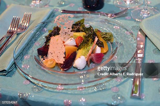 The salad course at the Academy of Television's 65th Primetime Emmy Governors Ball Press Sneek Peak at Leonard H. Goldenson Theatre on August 22,...