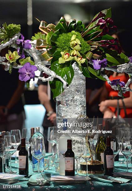 The table setting at the Academy of Television's 65th Primetime Emmy Governors Ball Press Sneek Peak at Leonard H. Goldenson Theatre on August 22,...