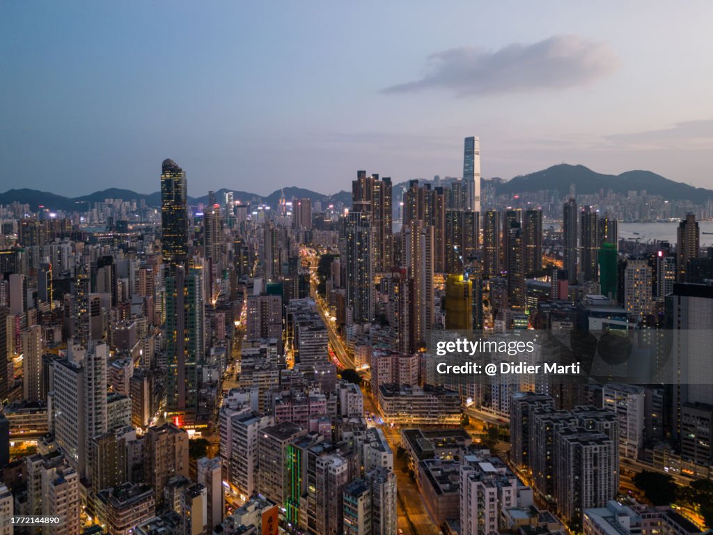 Twilight over Mong Kok in Hong Kong
