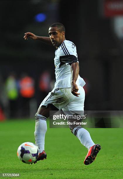 Swansea player Wayne Routledge in action during the UEFA Europa League play-off first leg between Swansea City and FC Petrolul Ploiesti at Liberty...