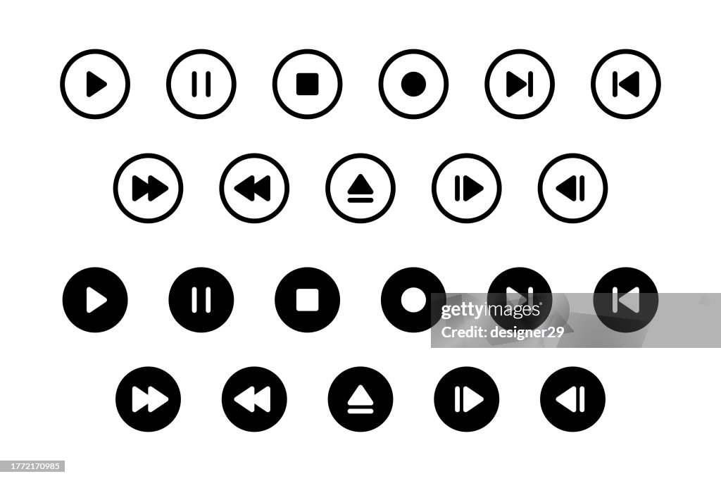 Media Player Button Set Vector Design.
