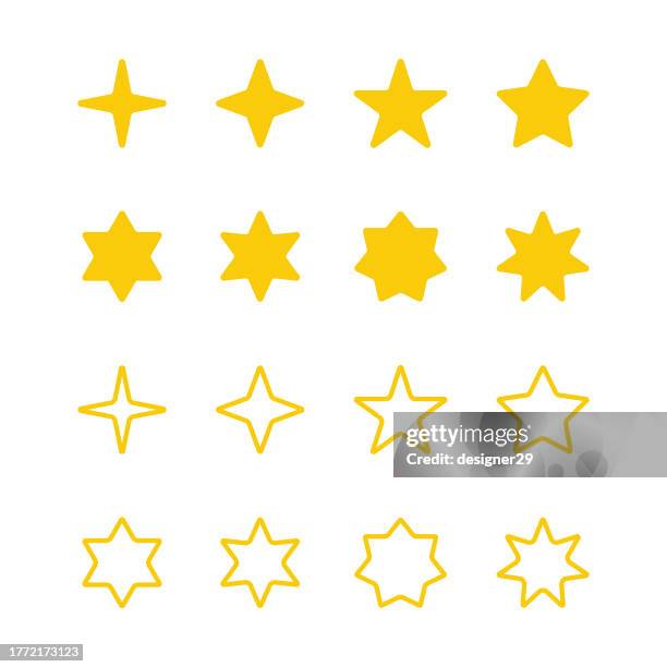 illustrations, cliparts, dessins animés et icônes de icônes de formes d’étoiles ensemble conception vectorielle. - etoile