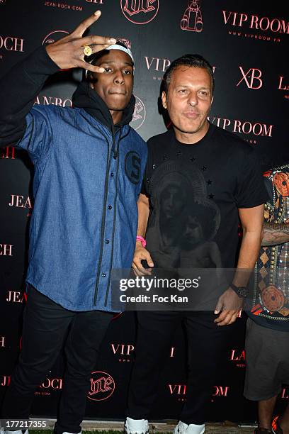 Rocky and Jean Roch Pedri attend the ASAP Rocky Party at the VIP Room on August 21, 2013 in Saint Tropez, France.