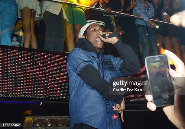 Rocky performs during the ASAP Rocky Party at the VIP Room on August 21, 2013 in Saint Tropez, France.