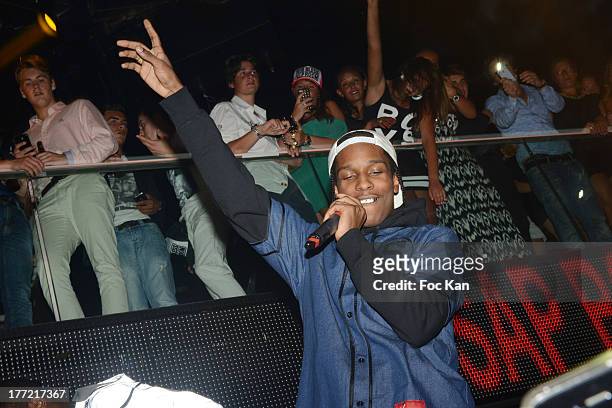 Rocky performs during the ASAP Rocky Party at the VIP Room on August 21, 2013 in Saint Tropez, France.