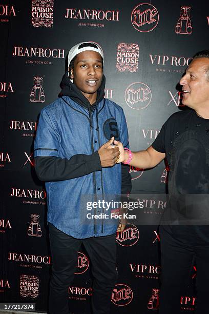 Rocky and Jean Roch Pedri attend the ASAP Rocky Party at the VIP Room on August 21, 2013 in Saint Tropez, France.
