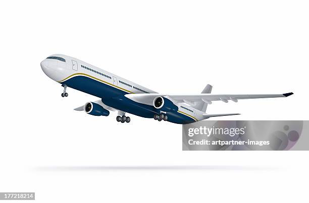 passenger plane at take off on white - plane taking off stock pictures, royalty-free photos & images