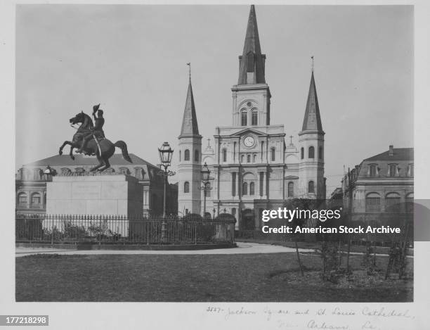 Saint Louis Cathedral, the seat of the Roman Catholic Archdiocese of New Orleans, Louisiana, circa 1920-1950.