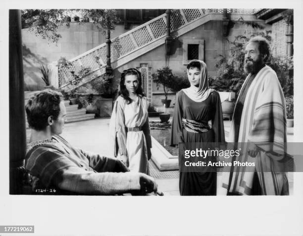 Actors Charlton Heston, Haya Harareet and Marina Berti, in a scene from the the movie 'Ben Hur', 1959.