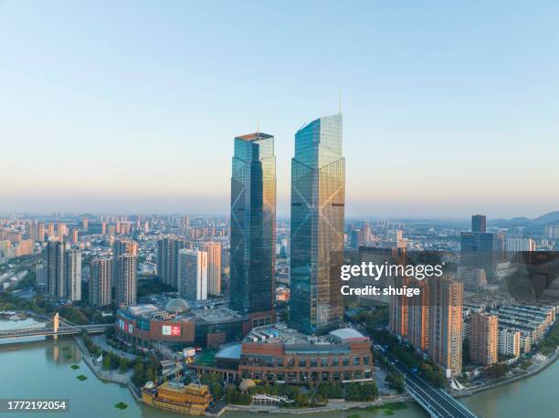 huzhou city central building in night - huzhou stock pictures, royalty-free photos & images