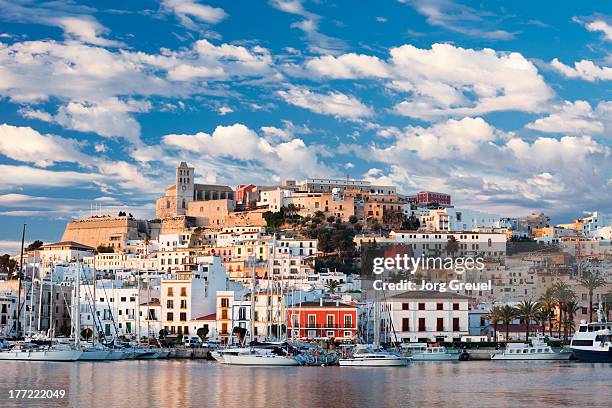 ibiza town at sunrise - ibiza town stock pictures, royalty-free photos & images