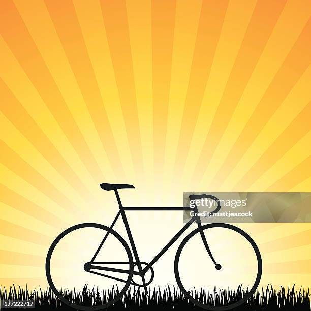 cycle silhouette - turf background stock illustrations