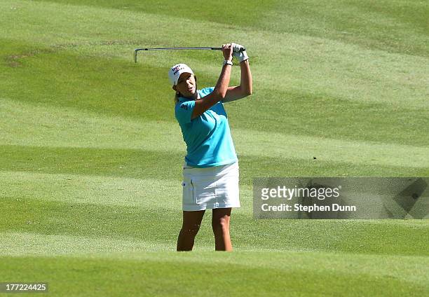 Cristie Kerr hits from thefairway on the 15th hole during the CN Canadian Women's Open at Royal Mayfair Golf Club on August 22, 2013 in Edmonton,...