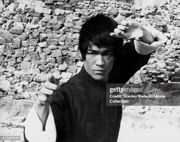 Actor Bruce Lee on the set of the movie 'Enter the Dragon', 1973.