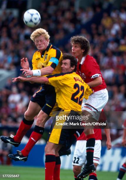 Football World Cup 1998 - Scotland v Norway, Colin Hendry and Christian Dailly clear from Dan Eggen.