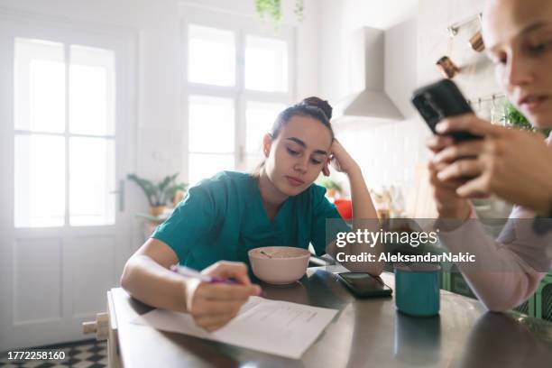 medical student's learning for an exam - prevent illness stock pictures, royalty-free photos & images