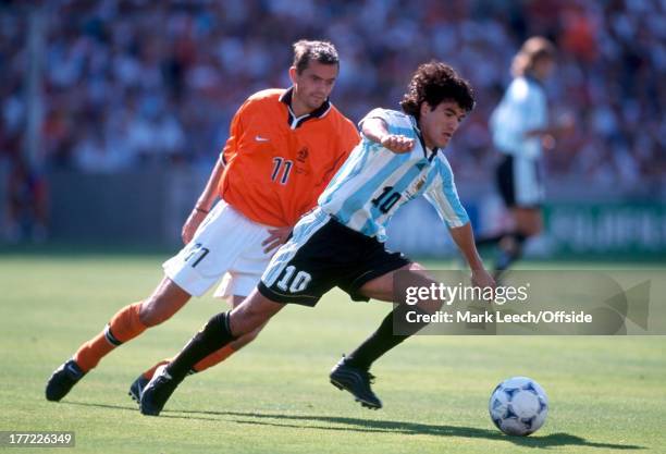 Football World Cup 1998, Holland v Argentina, Ariel Ortega turns away from Phillip Cocu.