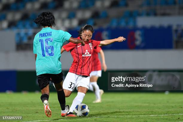 Ena Takatsuka of Mitsubishi Heavy Industries Urawa Reds Ladies shoots the ball during the AFC Women's Club Championship Group A match between Bangkok...
