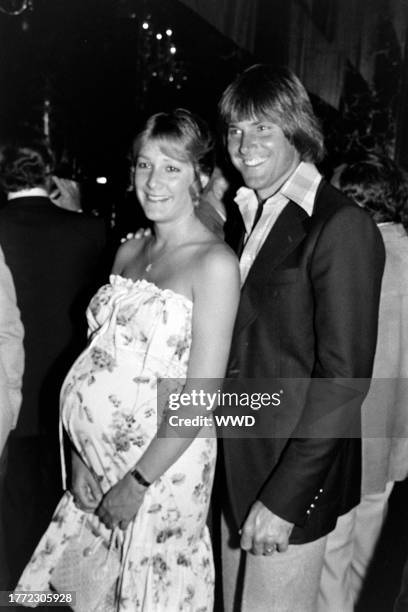 Chrystie Jenner, pregnant with son Burt Jenner, and husband Bruce Jenner attend a party at Daisy, a disco in Beverly Hills, California, on August 28,...