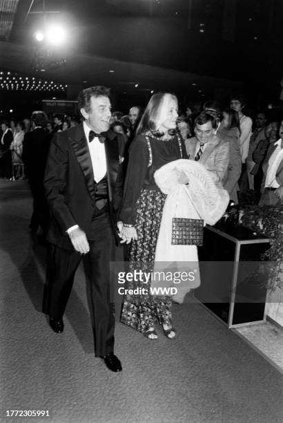 Mike Connors and Marylou Connors attend the premiere screening of commercials for Tova 9, a cactus-based skin treatment line created by Tova Borgnine...