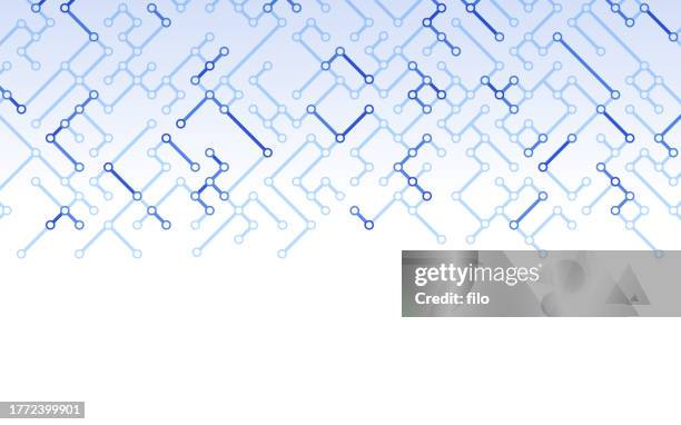 illustrazioni stock, clip art, cartoni animati e icone di tendenza di circuit connection networking abstract background pattern border - biometrica