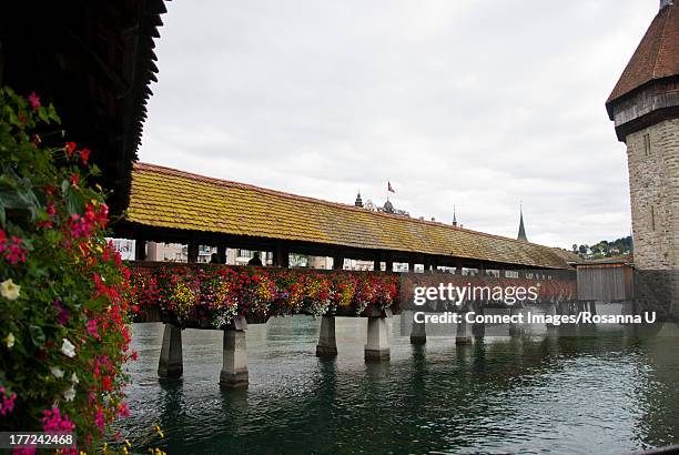 kapellbrucke on reuss river, lucerne, switzerland - kapellbrücke stock-fotos und bilder