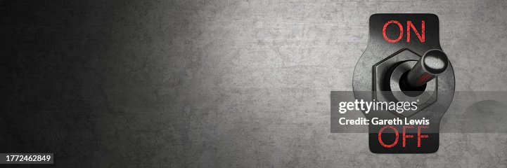 Conceptual On Off Retro Switch On A Concrete Wall 3d Render High-Res ...